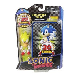 Figura Sonic 20th Anniversary Super Sonic + Caja Metalica 