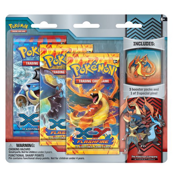 Pokemon 3 Sobres XY Series + Pin Mega Evolution Pokemon (TCG) 