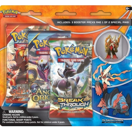 Pokemon 3 Sobres XY + Pin Mega Evolution Pokemon (TCG) 