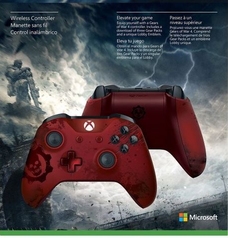 Control Inalambrico Microsoft Modelo S Gears Of War 4 Crimson Omen 