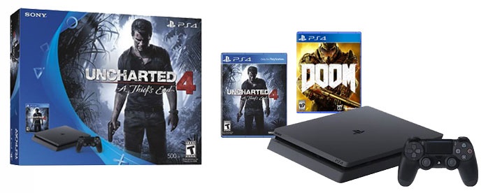 Consola PS4 Slim 500 Gb + Uncharted 4 + Doom 