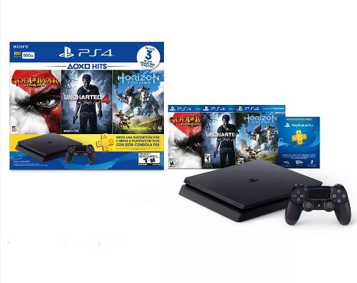 Consola PS4 Slim 500 Gb + 3 Juegos + 3 Meses Plus 