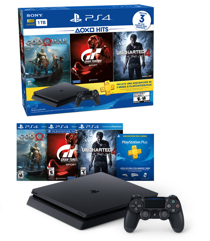 Consola PS4 Slim 1 Tb + 3 Juegos + 3 Meses Plus 
