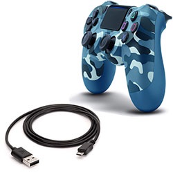 PS4 Control Dualshock 4 Camuflado Azul + Cable Carga Regalo 