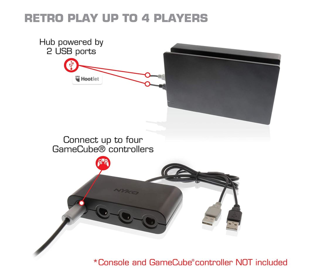 Adaptador Control GC para Switch (4 Puertos)(NYKO)
