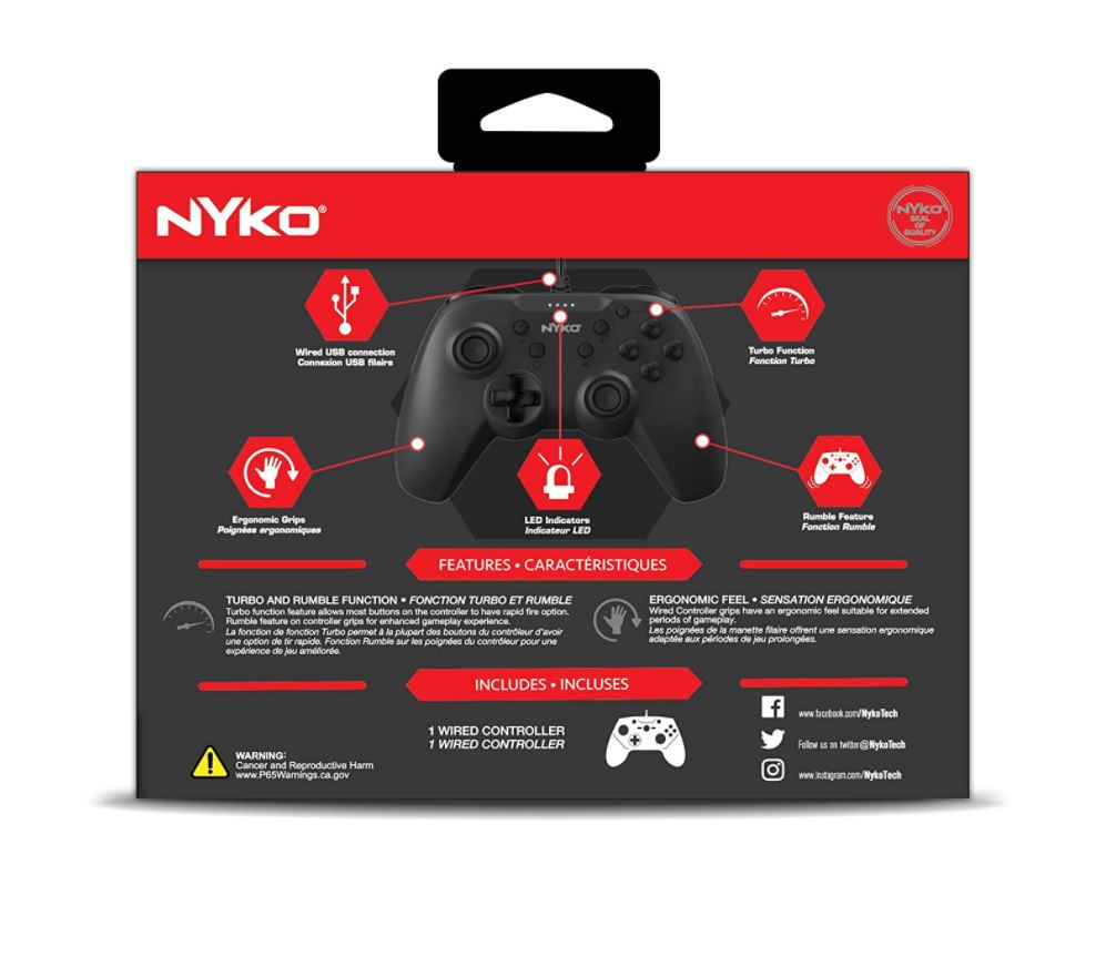 Control Nintendo Switch Con Cable Negro (NYKO)