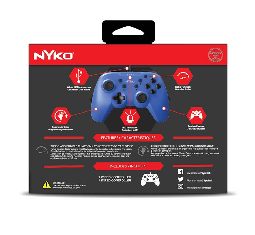 Control Nintendo Switch Con Cable Azul (Nyko) 