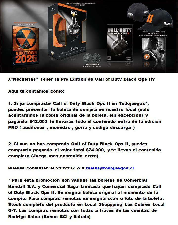 Call Of Duty Black Ops 2 Pro Edition 