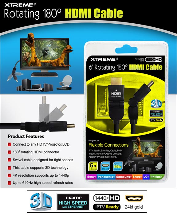 Cable Hdmi Xtreme Conector Rotatorio 1.8mt. 