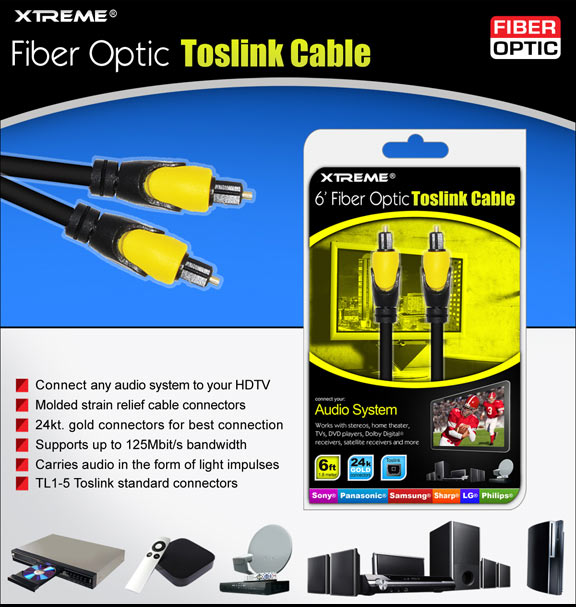 Cable Audio Optico Toslink Xtreme 1.8mts. 