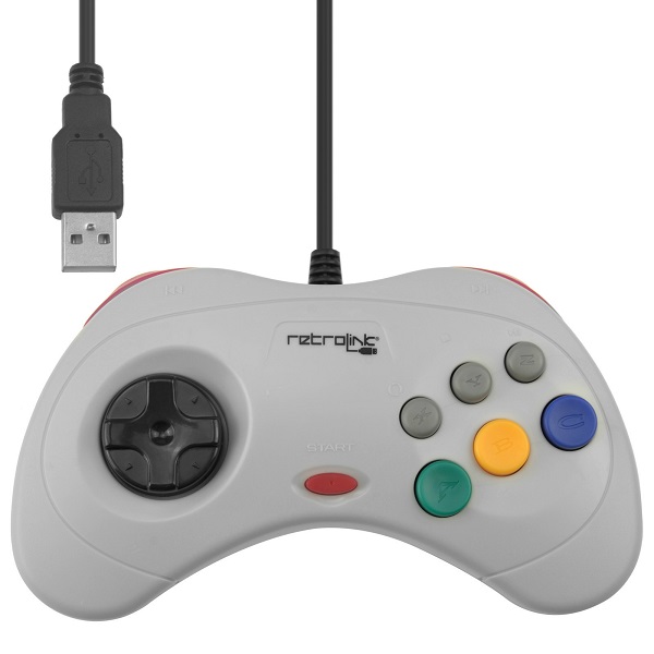 Control Clasico Sega Saturn (Usb, Compatible Pc-Mac) Retrolink 