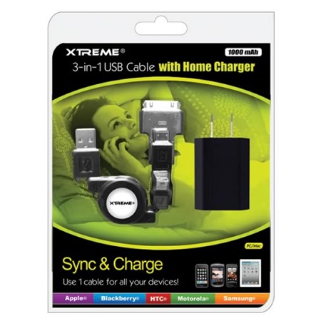 Cargador 3 En 1 (30 Pin-Micro USB-Mini USB) Con Enchufe -Xtreme- 