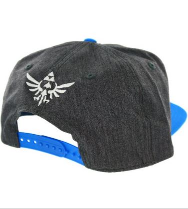 Zelda Gorro Jockey Triforce Emblem Bordado (Gris Con Vicera Azul) 