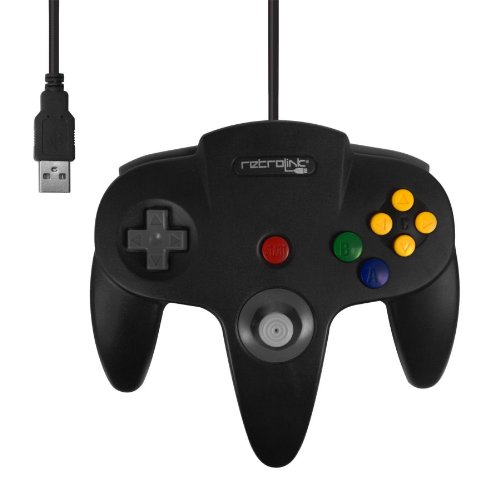 Control Classico Nintendo 64 Negro (Usb, Compatible Pc-Mac) Retrolink 
