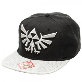 Zelda Gorro Jockey Triforce Emblem Bordado (Negro Con Vicera Gris) 
