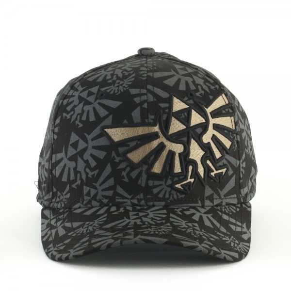 Zelda Gorro Jockey Triforce Bordado (Negro Con Gris) 